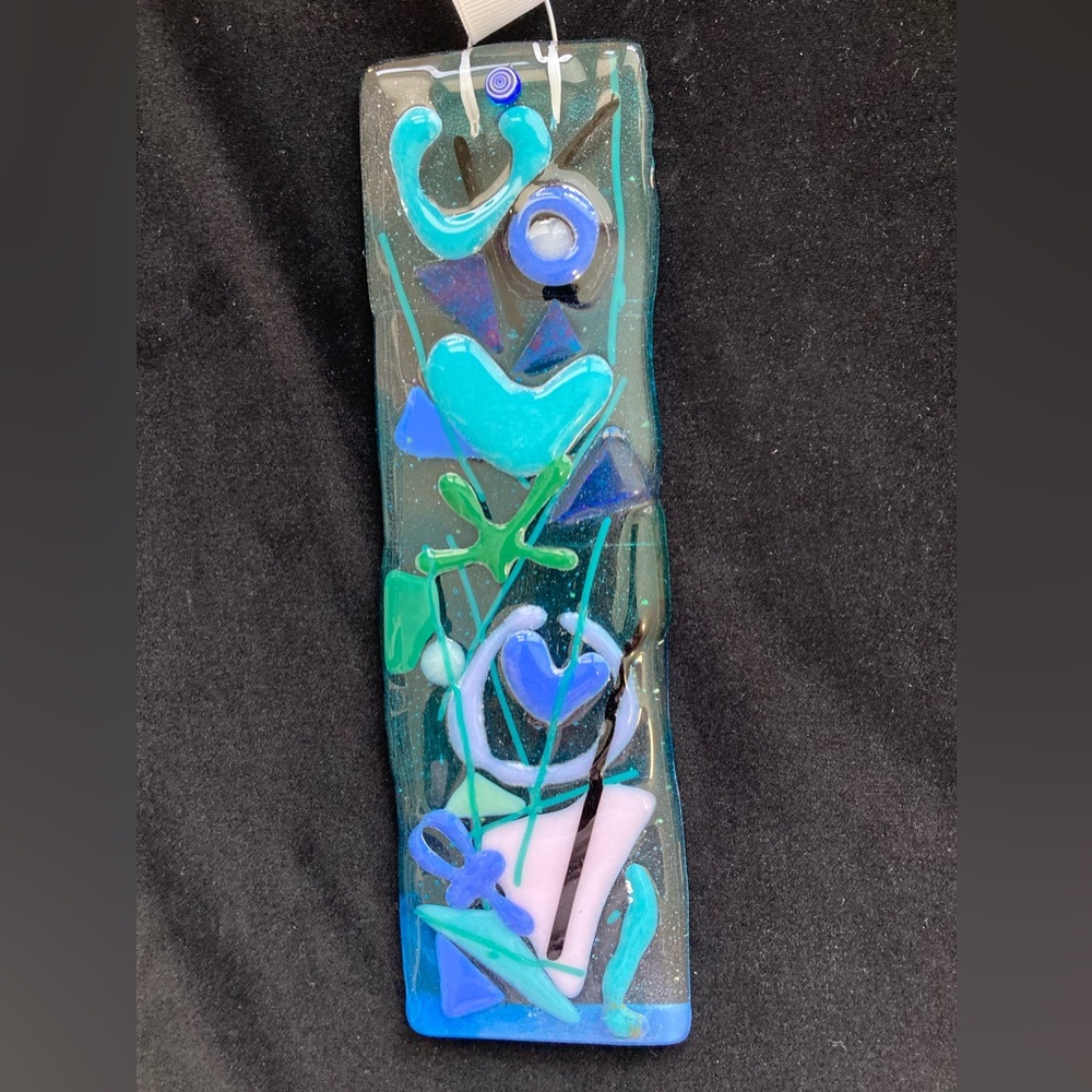 Mermaids Window “Handmade Fused Art Glass  Hanging Plaque 9.5”x3 “Design